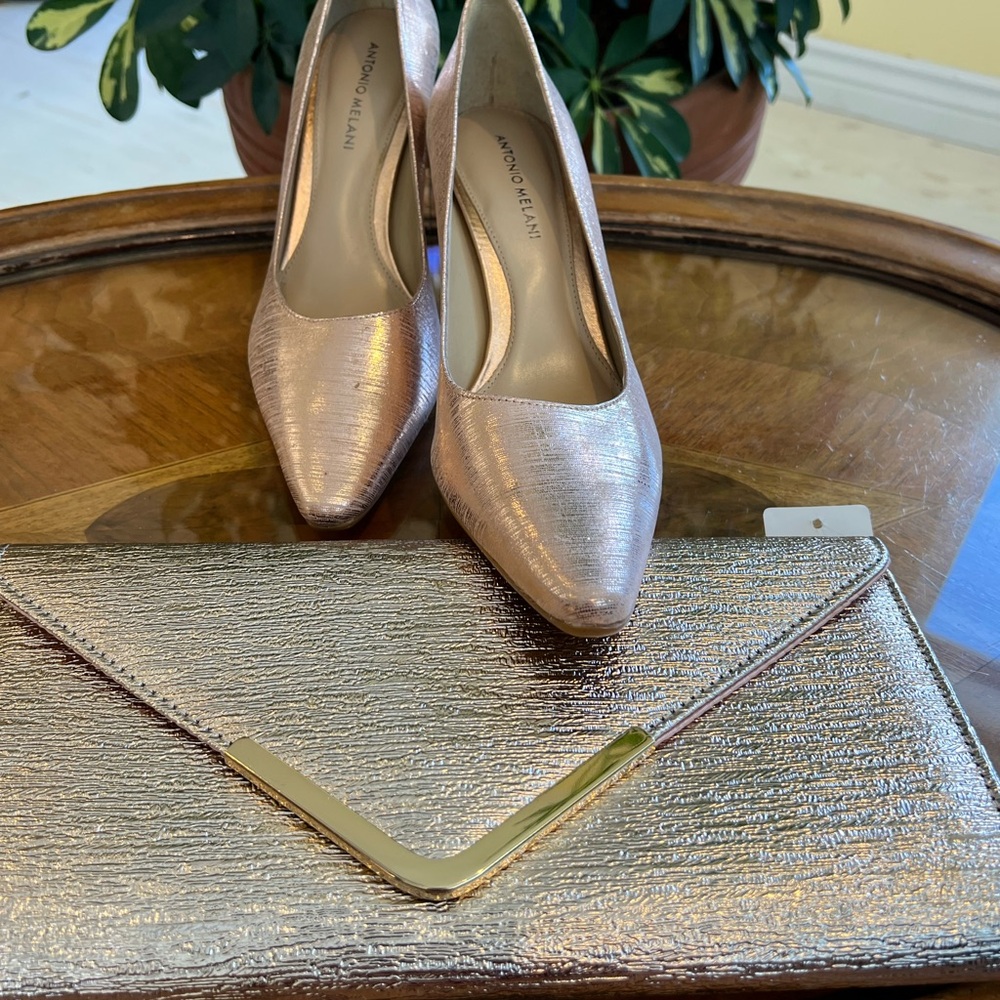 Unbranded Sparkly Copper Metallic Clutch View 2